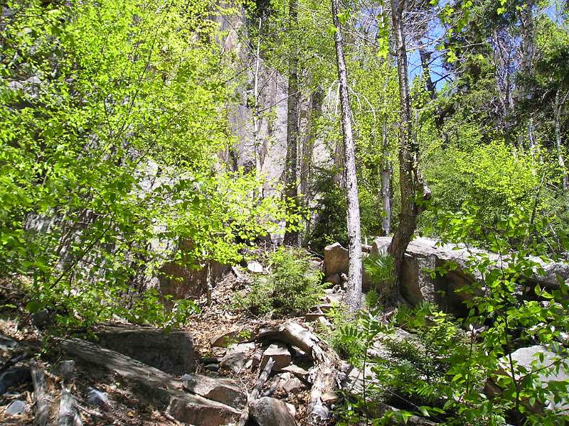 SquareLedge (8).JPG - The trail takes you right along the ledge. It was very rough going and steep in several spots. We had to constantly watch our footing hiking up the ledge.